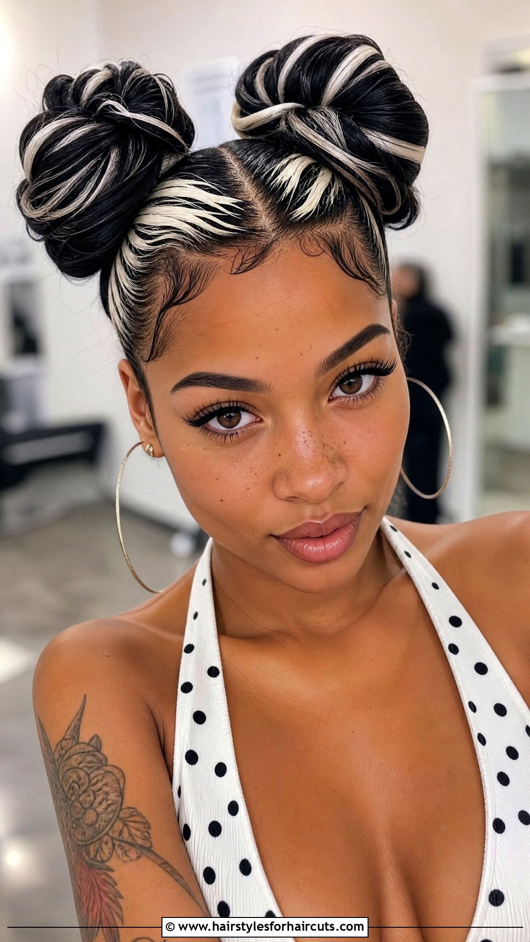 Zebra Stripe Space Buns Hairstyle - 25 zebra hairstyles - 25 zebra hairstyles
