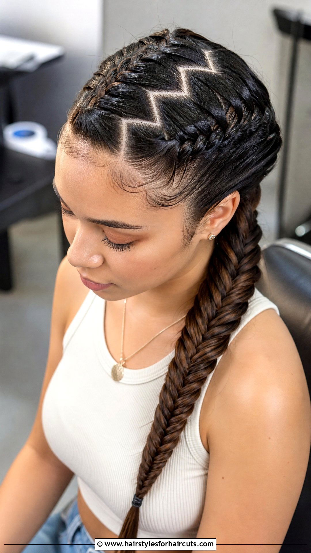 Zig Zag Part Fishtail Braid - 25 fishtail braid hairstyles for black hair - 25 fishtail braid hairstyles for black hair