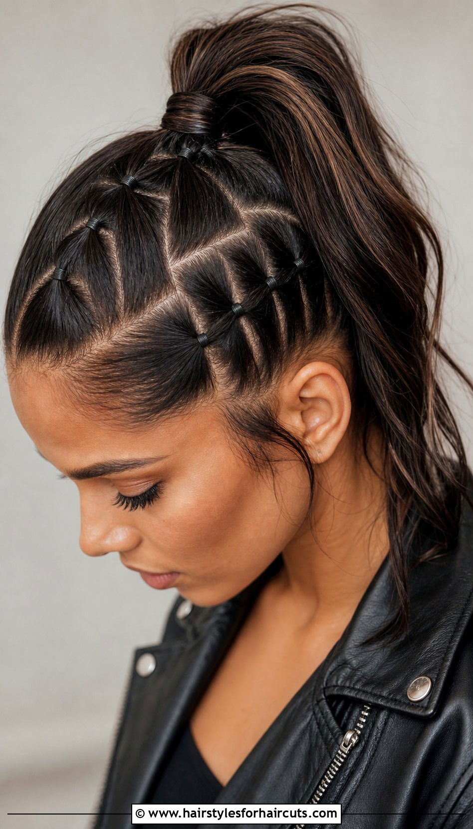 Zig Zag Part Rubber Band Ponytail - 25 hairstyles with rubber bands straight hair - 25 hairstyles with rubber bands straight hair