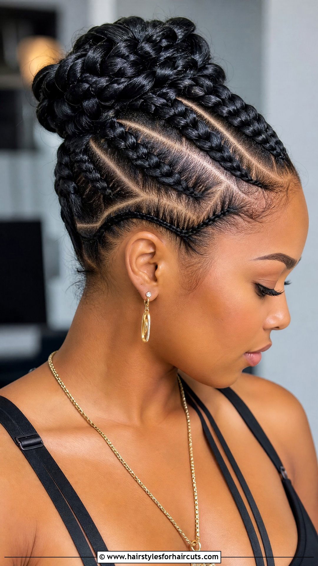 Zigzag French Braid Updo - 25 french braid updo hairstyles for black hair - 25 french braid updo hairstyles for black hair