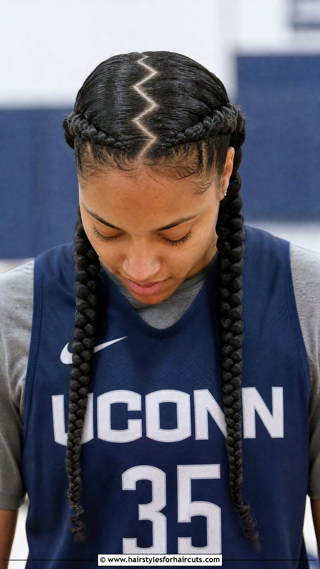 Zigzag Part Double Braids - 25 basketball hairstyles for long hair - 25 basketball hairstyles for long hair