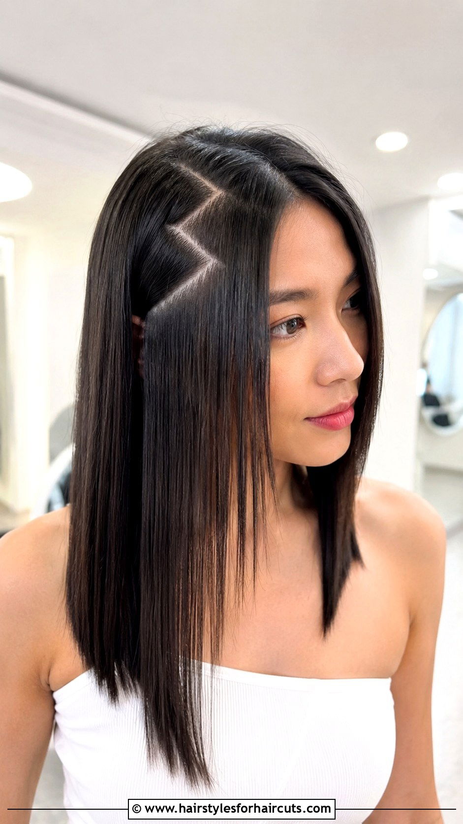 Zigzag Part Straight Hair - 25 party hairstyles for long hair - 25 party hairstyles for long hair